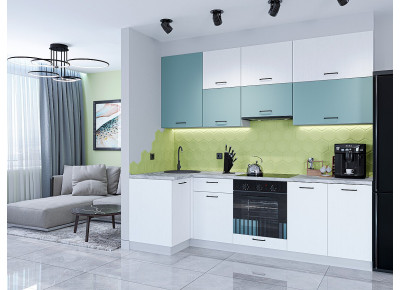Модульная кухня Флэт-04 Grey-green In 2S/White In 2S.
