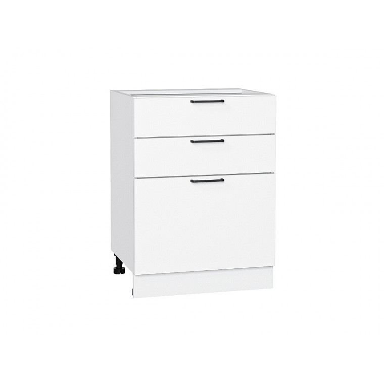 Шкаф нижний с 3-мя ящиками Флэт White In 2S, 816х600х478
