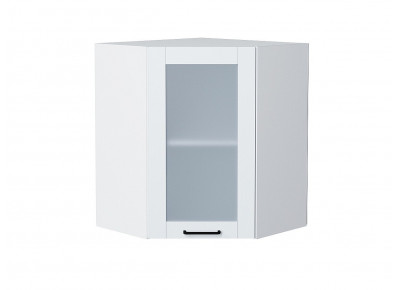 Шкаф верхний угловой остекленный Флэт Плюс White In 2S, 716х600х600