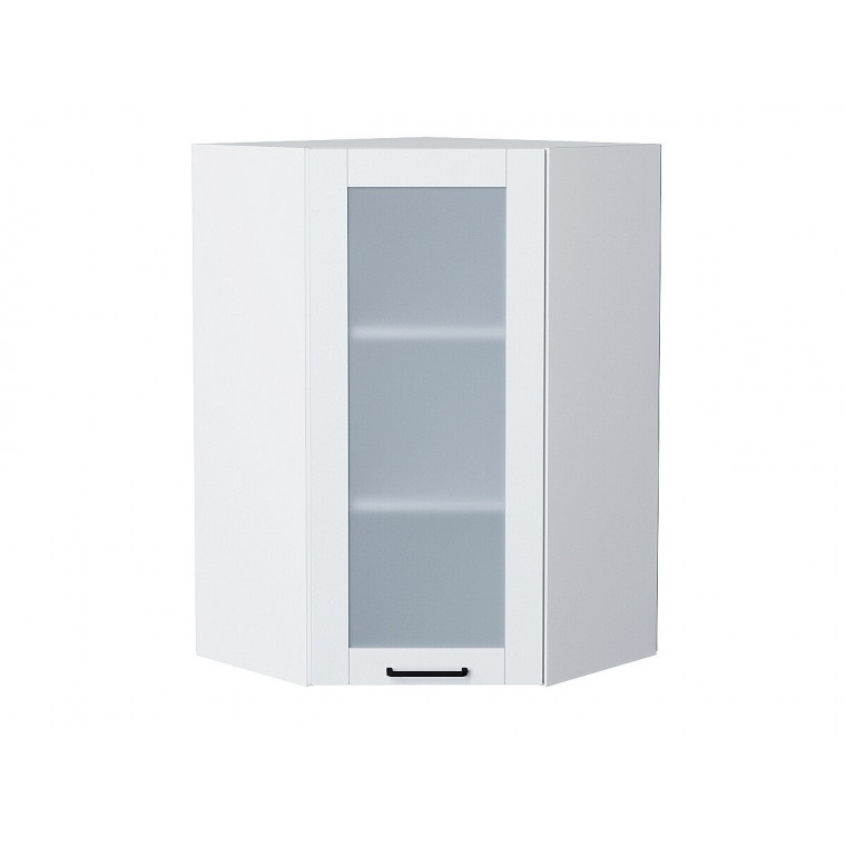 Шкаф верхний угловой остекленный Флэт Плюс White In 2S, 920х600х600
