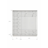 Шкаф-купе Экспресс, 3дв. 4 секции (Зеркало), Белый профиль, 240х45х240, 45E4EKT_PW_240240_B