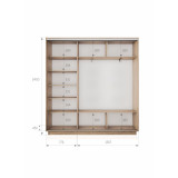 Шкаф-купе Экспресс, 3дв. 4 секции (Зеркало), Черный профиль, 240х45х240, 45E4EKT_PBL_240240_S