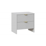 Тумба прикроватная Милана с 2мя ящиками Тип 2 Шиншилла Серая, Серый матовый, Золото ручка Т4