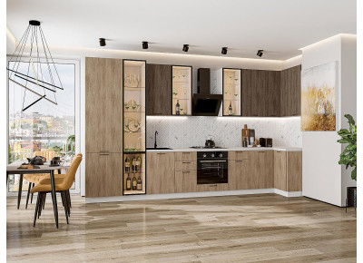Модульная кухня Флэт-05 Brown Casella Oak 2S/Natural Casella Oak 2S