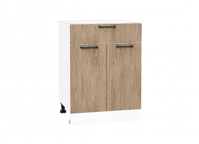 Шкаф нижний с 2-мя дверцами и ящиком Флэт Natural Casella Oak 2S / Белый 816*600*478 мм