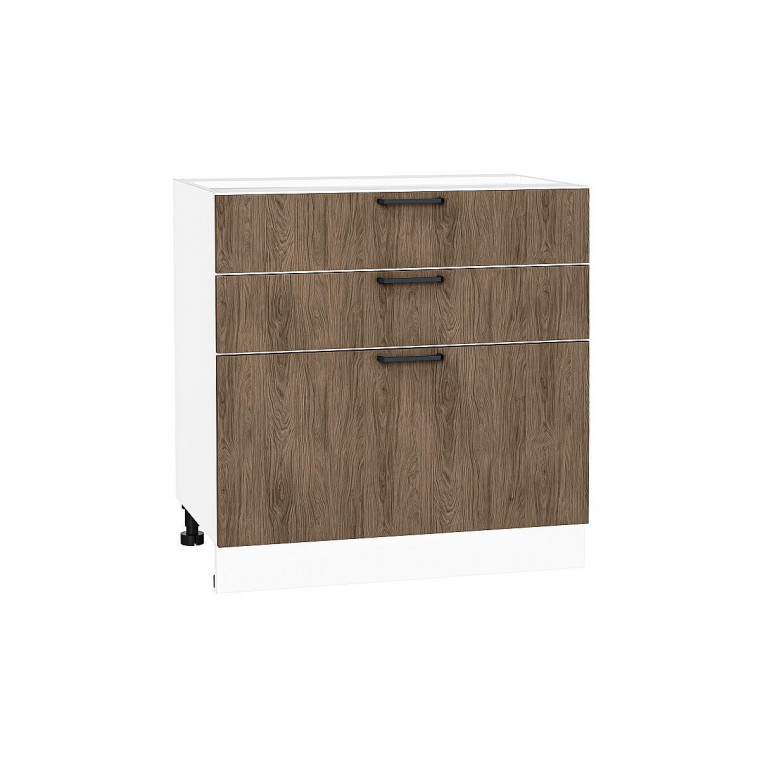 Шкаф нижний с 3-мя ящиками Флэт Brown Casella Oak 2S / Белый 816*800*478 мм
