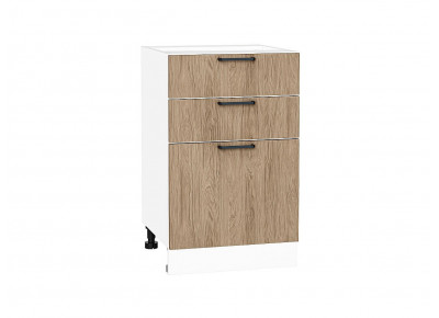 Шкаф нижний с 3-мя ящиками Флэт Natural Casella Oak 2S / Белый 816*500*478 мм
