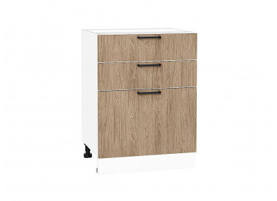 Шкаф нижний с 3-мя ящиками Флэт Natural Casella Oak 2S / Белый 816*600*478 мм