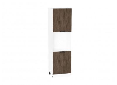 Шкаф пенал с 2-мя дверцами под технику Флэт Brown Casella Oak 2S / Белый 2132*600*574 мм