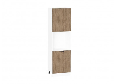 Шкаф пенал с 2-мя дверцами под технику Флэт Natural Casella Oak 2S / Белый 2132*600*574 мм