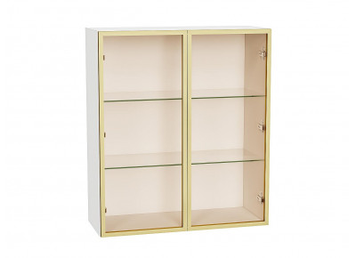 Шкаф верхний с 2-мя остекленными дверцами Золотой / Белый 920*800*322