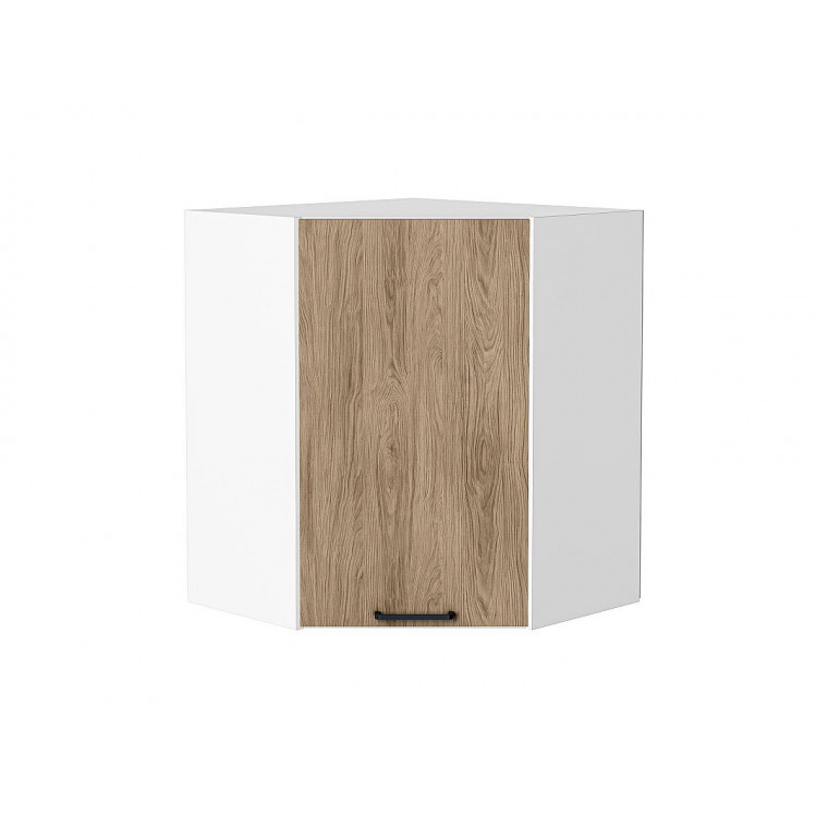 Шкаф верхний угловой Флэт Natural Casella Oak 2S / Белый 716*600*600 мм