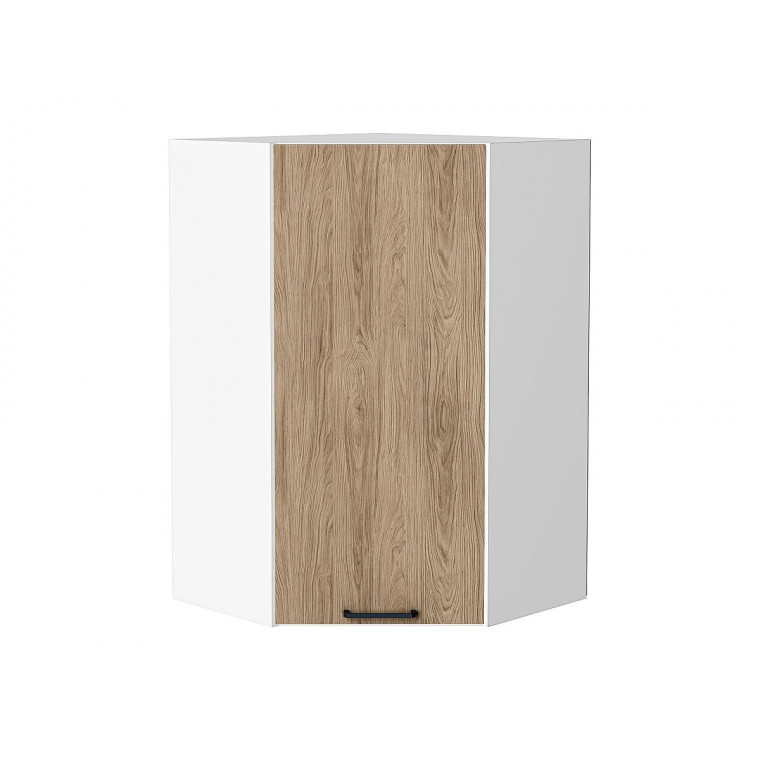 Шкаф верхний угловой Флэт Natural Casella Oak 2S / Белый 920*600*600 мм