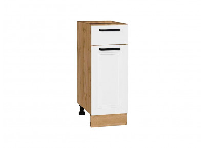 Шкаф нижний с 1-ой дверцей и ящиком Нео White Silk / Дуб Вотан 816*300*480 мм