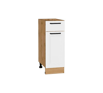 Шкаф нижний с 1-ой дверцей и ящиком Нео White Silk / Дуб Вотан 816*300*480 мм