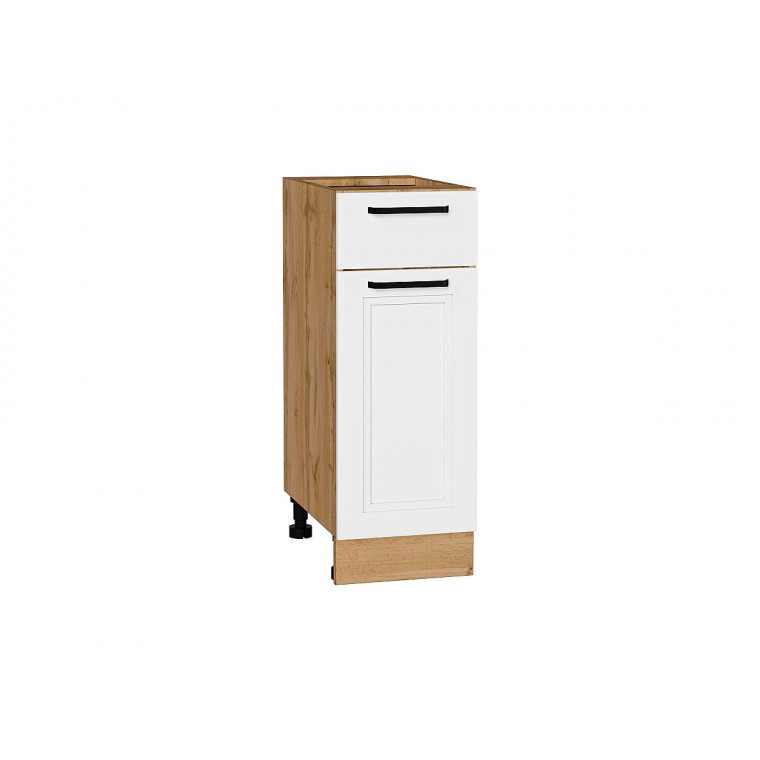 Шкаф нижний с 1-ой дверцей и ящиком Нео White Silk / Дуб Вотан 816*300*480 мм
