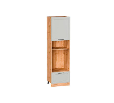 Шкаф пенал с 1-ой дверцей и ящиком под технику Нео Grey Silk / Дуб Вотан 2132*600*576 мм