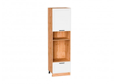 Шкаф пенал с 1-ой дверцей и ящиком под технику Нео White Silk / Дуб Вотан 2132*600*576 мм