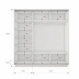 Шкаф-купе Медиум 1 зеркало, 210х60х240 1EMT1_210240_B