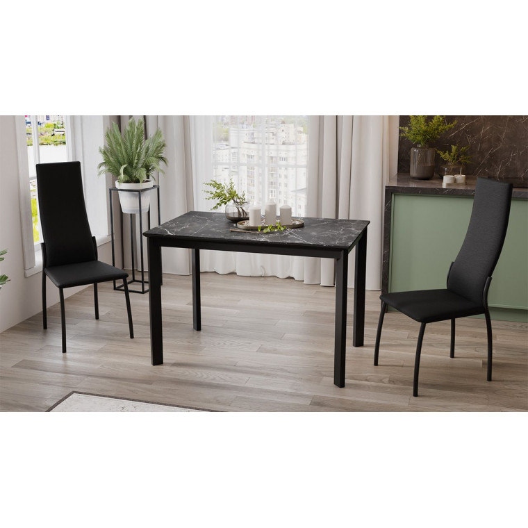 Стол раздвижной Риттер Тип 2 Черный муар, Керамика матовая черный мрамор