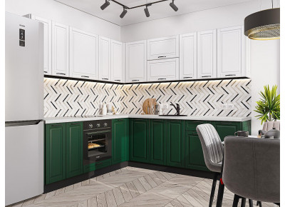 Модульная кухня Дублин-02 Special White/Special Green Graphite