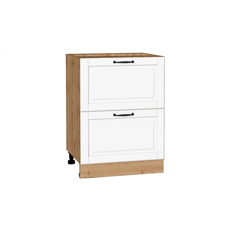 Шкаф нижний с 2-мя ящиками Дублин Special White/Дуб Вотан 816*600*478