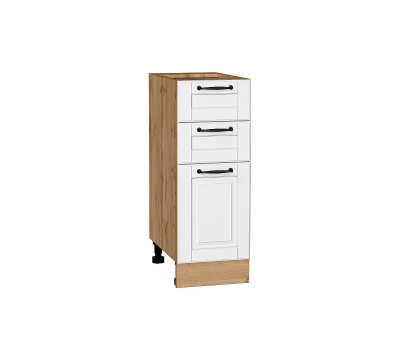 Шкаф нижний с 3-мя ящиками Дублин Special White/Дуб Вотан 816*300*478