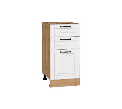 Шкаф нижний с 3-мя ящиками Дублин Special White/Дуб Вотан 816*400*478