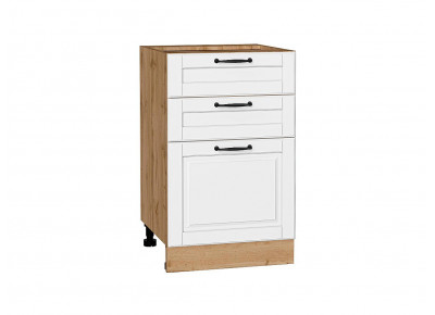 Шкаф нижний с 3-мя ящиками Дублин Special White/Дуб Вотан 816*500*478