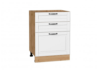 Шкаф нижний с 3-мя ящиками Дублин Special White/Дуб Вотан 816*600*478