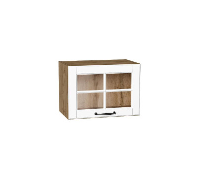 Шкаф верхний горизонтальный остекленный Дублин Special White/Дуб Вотан 358*500*318