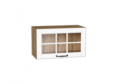 Шкаф верхний горизонтальный остекленный Дублин Special White/Дуб Вотан 358*600*318