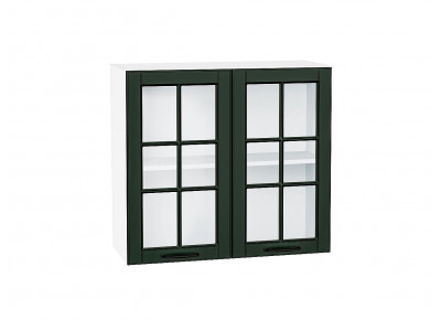 Шкаф верхний с 2-мя остекленными дверцами Дублин Special Green/Белый 716*800*318