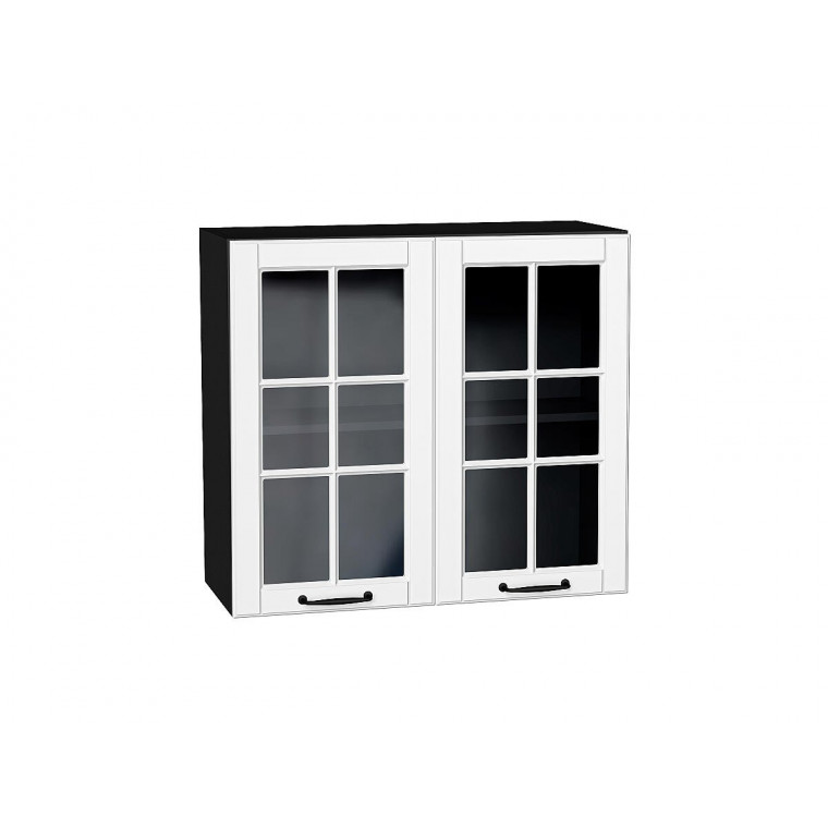 Шкаф верхний с 2-мя остекленными дверцами Дублин Special White/Graphite 716*800*318