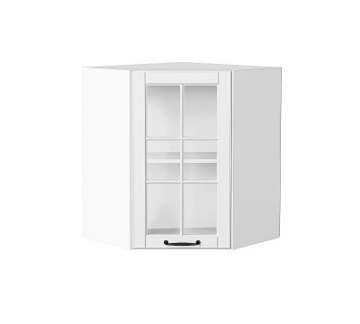 Шкаф верхний угловой остекленный Дублин Special White/Белый 716*600*600