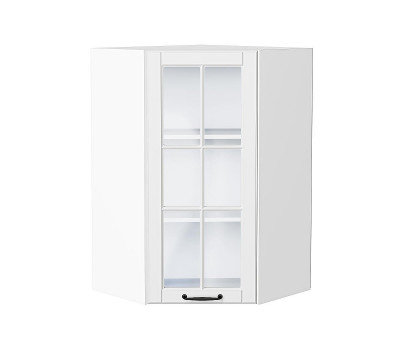 Шкаф верхний угловой остекленный Дублин Special White/Белый 920*600*600
