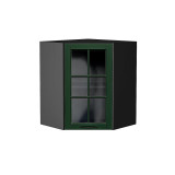 Шкаф верхний угловой остекленный Дублин Special Green/Graphite 716*600*600