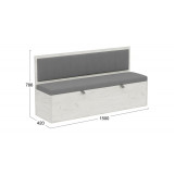 Скамья прямая Берген - 0009.177.000 Дуб Крафт белый, Велюр Серый