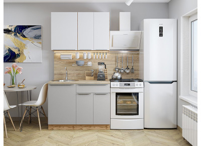 Модульная кухня Фьюжн-05 Silky White/Silky Light Grey
