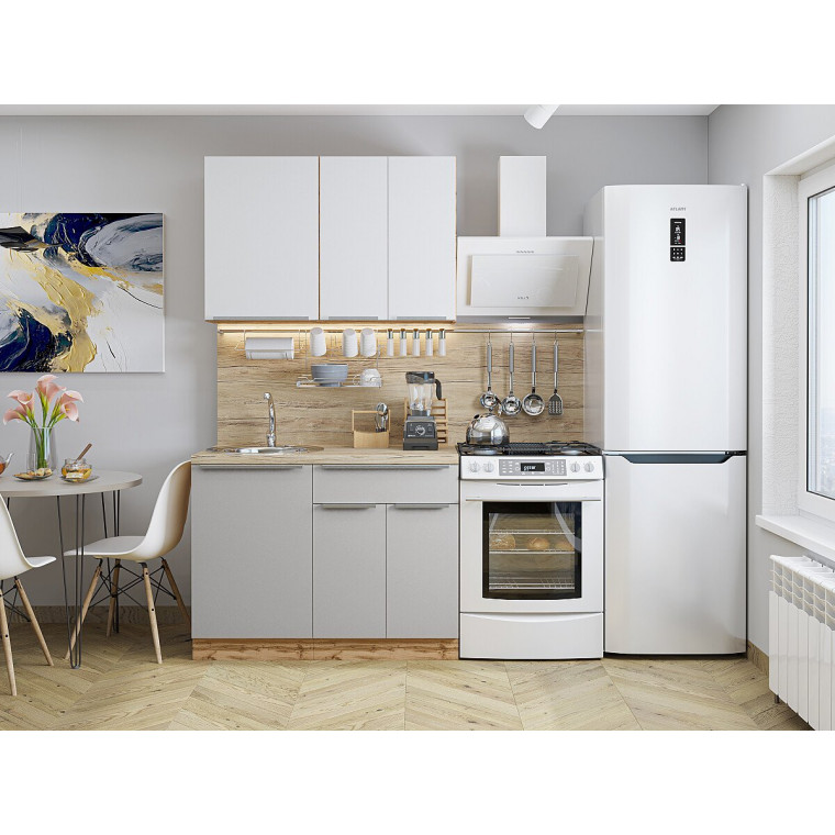 Модульная кухня Фьюжн-05 Silky White/Silky Light Grey