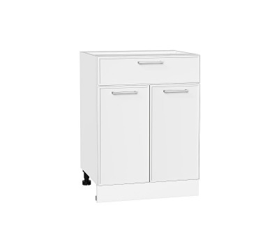 Шкаф нижний с 2-мя дверцами и ящиком Квадро Белый 816х600х481