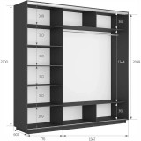Шкаф-купе Экспресс 240х60х220 Серый диамант с зеркалами