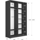 Шкаф-купе Прайм 120х57х230 Серый диамант с зеркалом и доводчиками