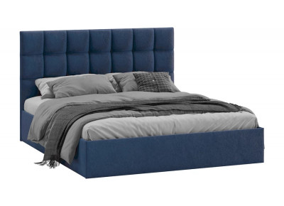 Кровать без ПМ Эмбер (без подъемного механизма) Микровелюр Wellmart Blue