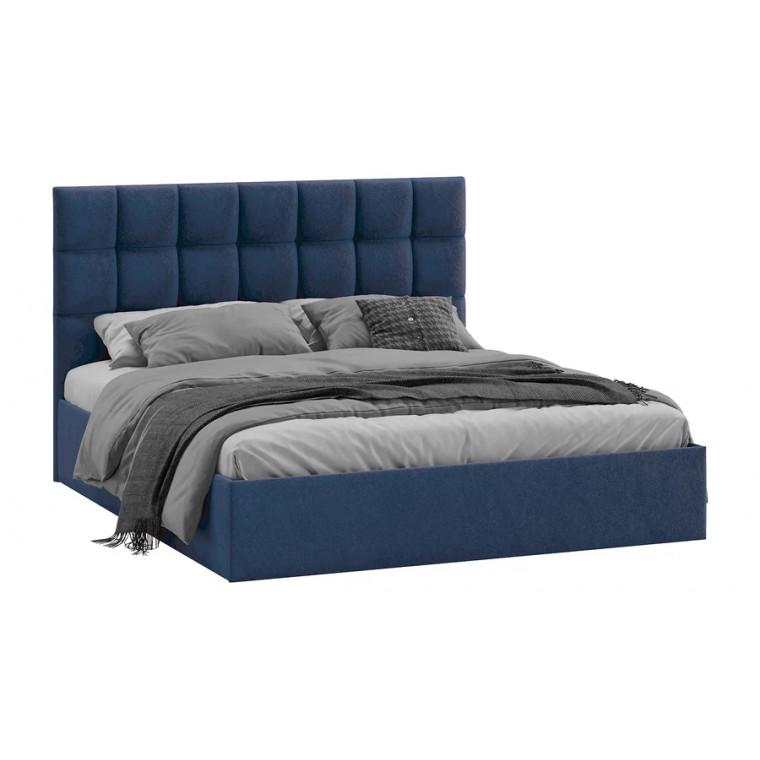 Кровать без ПМ Эмбер (без подъемного механизма) Микровелюр Wellmart Blue